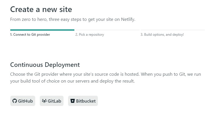 Netlify Choose Your GIT Provider
