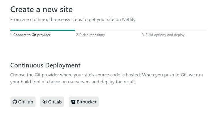 Netlify Choose Your GIT Provider